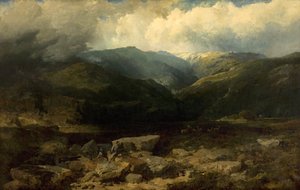 ハイランドで鹿のストーカー、静かなショット、1860 作： Edmund John Niemann
