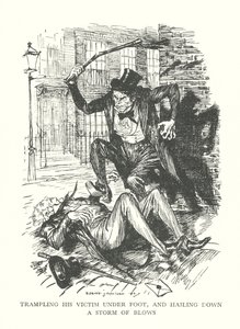 R・L・スティーヴンソン著『ジキル博士とハイド氏の奇妙な事件』の挿絵（リトグラフ）。 作： Edmund Joseph (after) Sullivan
