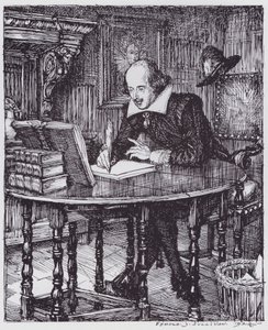 シェイクスピアの書斎（リトグラフ 作： Edmund Joseph (after) Sullivan