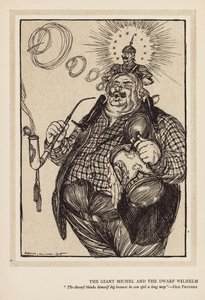 カイザーの花輪巨人ミシェルと小人ヴィルヘルム（リトグラフ） 作： Edmund Joseph (after) Sullivan