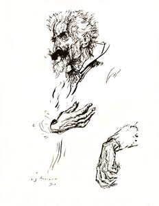ドン・キホーテ。ラインからのペンスケッチ：美術研究、1923 作： Edmund Joseph Sullivan