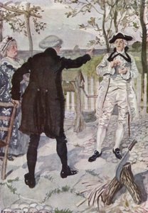 オリバー・ゴールドスミスの「ウェイクフィールドの牧師」のイラスト（カラーリトグラフ 作： Edmund Joseph Sullivan