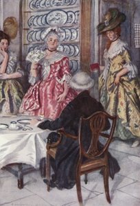 オリバー・ゴールドスミスの「ウェイクフィールドの牧師」のイラスト（カラーリトグラフ 作： Edmund Joseph Sullivan
