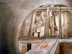 テムズ トンネルの建設に使用されたシールドの眺め、ロンドン、1835 年