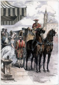 「ロンドンの季節」に出かける女性、1856年。 作： Edmund Morin