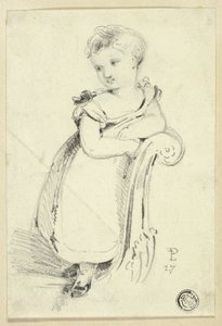 ソファに立つ少女（レクト）；断片：女性の後頭部（裏面） 作： Edmund Thomas Parris