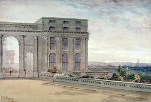 チェスター テラスの眺め、リージェンツ パーク、ロンドン、1830 年。 作： Edmund Thomas Parris