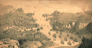 セバストポルの町、砦、港、1854年 作： Edmund Walker