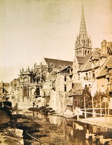 オドン川とサン＝ピエール・ド・カーンの後陣と教会の塔、1850-55年頃（写真） 作： Edouard Denis Baldus