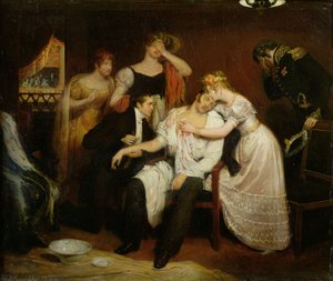 シャルル＝フェルディナンド・ド・フランス (1778-1820) は、ルイ・ルーヴェルに刺された後、リシュリュー通りのオペラ座の箱の中で 作： Edouard (1799 1877) Cibot