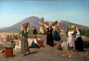 ポンペイの発掘風景 エドゥアール・サン（1830-1910）の絵画 1865年 日。1,2x1,72 m パリ、オルセー美術館 作： Edouard Alexandre Sain