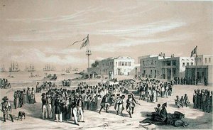 セネガル、ゴレ島、政府広場、1840年頃（リトグラフ） 作： Edouard Auguste Nousveaux