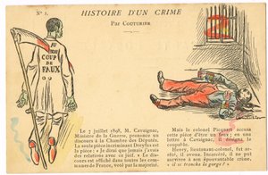 はがき、色の風刺: ドレフュス事件 - ヘンリー大佐 イラスト クチュリエ (1869-1935) 作： Edouard Couturier