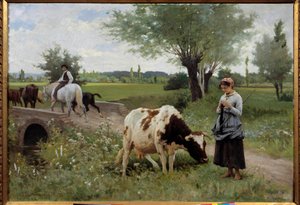 La coache bien gardee 絵画 Edouard Debat Ponsan (1847-1913) 1890 Sun.0.82x1.28 m ポー、ボザール美術館（Musee des Beaux Arts 作： Edouard Debat Ponsan
