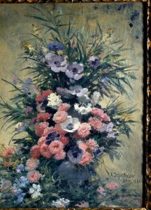 アネモネの花束 Edouard Debat Ponsan (1847-1913)の絵画。1888.トゥール、美術館 作： Edouard Debat Ponsan