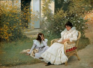 ブルトン庭園の母と娘 エドゥアール・ドバ・ポンサン（1847-1913）による絵画 1898年 トゥール美術館
