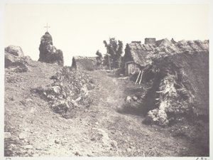 オーヴェルニュの藁葺きコテージと騎兵隊 作： Edouard Denis Baldus