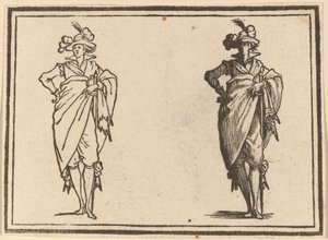 腰に手を当てて正面から見た紳士 作： Edouard Eckman after Jacques Callot