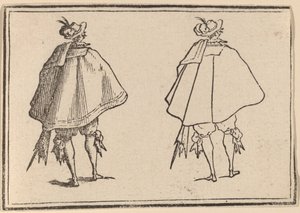 後ろから見た大きなマントの紳士 作： Edouard Eckman after Jacques Callot