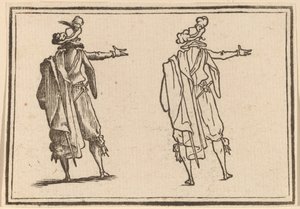 右腕を伸ばして後ろから見た男性 作： Edouard Eckman after Jacques Callot