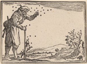 ミツバチに襲われる農民 作： Edouard Eckman after Jacques Callot