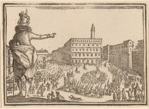 シニョーリア広場、フィレンツェ 作： Edouard Eckman after Jacques Callot