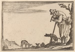 フルートを演奏する羊飼い 作： Edouard Eckman after Jacques Callot