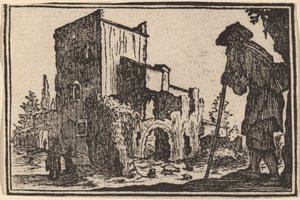 羊飼いと遺跡 作： Edouard Eckman after Jacques Callot
