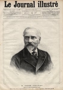 フランスの小説家、詩人、学者であるアンドレ・テューリエ（1833-1907）の肖像 - 1891年の「Le journal illustrious」に掲載されたナヴェリエによるエングレーヴィング。