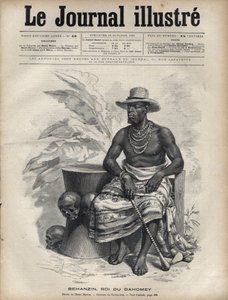 ダホメー（ベニン）の王、ベハンジン（1844-1900）の肖像 - 1892年の『絵日記』に掲載されたナベリエの版画版