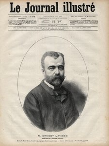フランスの歴史家・学者であるアーネスト・ラヴィース（1842-1922）の肖像 - 1892年の「Le journal illustrious」に掲載されたナヴェリエによるエングレーヴィング。
