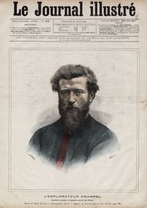 中央アフリカのフランス人探検家、ポール・クランペル（1864-1891）の肖像 - 1891年の "The Illustrous Diary "に掲載されたNavellierによるエングレーヴィング。