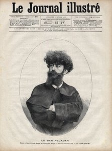 サル・メロダック ジョセフィン・ペラダン（Josephin Peladan）のペンネーム（1858-1918） フランスの作家、オカルティスト - 1892年の「The Illustrous Journal」に掲載されたナヴェリエによるエングレーヴィング。