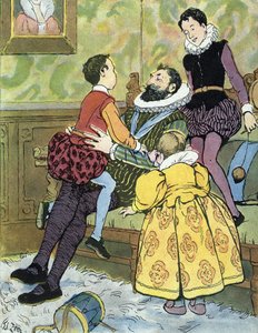 子供たちと遊ぶフランス国王アンリ 4 世 (1553-1610) 「Nos-Gloriers-Nationales」での Edouard Zier によるイラスト 1920 Collection Privee