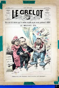 Le Grelot "の表紙、カラフルな風刺画 作： Edouard Guillaumin Pepin