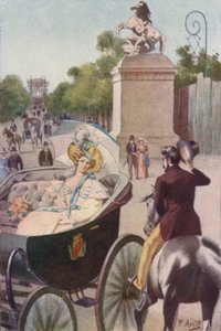 白い日よけの下に白い絹が並ぶ花のように見えた 作： Edouard Henri Avril
