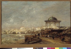 トルコのイスタンブール（コンスタンティノープル）のスタンブールにあるキオスク Edouard Jacques Dufeu（1840-1900）による絵画 必須の言及：コレクション財団はマルセイユのプロヴァンスを尊重します 作： Edouard Jacques Dufeu