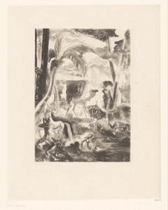 ヤシの木と入浴人物のある風景 作： Edouard Léon Louis Edy Legrand (attributed to)