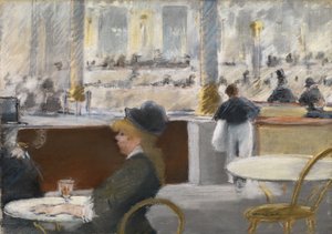 フランセ劇場のカフェ 1877-78年頃 パステル・カンヴァス 作： Édouard Manet