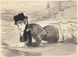 ビーチでアナベルリー。 1881年頃 作： Édouard Manet