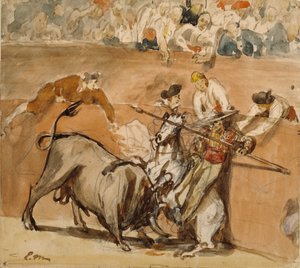 闘牛、1865年（グラファイトに水彩） 作： Édouard Manet