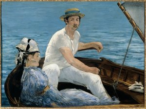船で エドゥアール・マネ(1832-1883)の絵画 1874年 日。0.97 X 1.30 m. ニューヨークメトロポリタン美術館 作： Édouard Manet