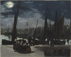 ブローニュ港の月明かり1869年、ブローニュ港の月明かり。 作： Édouard Manet