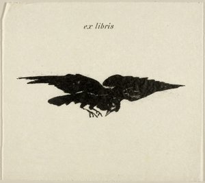 Flying Raven: ex libris, from The Raven (Le Corbeau) 作： Édouard Manet