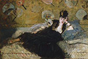 フランス語  La dame aux éventails 扇を持った女性 作： エドゥアールマネ