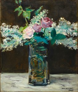 仏語: 白いライラックとバラの花瓶 白いライラックとバラの花瓶 作： エドゥアールマネ