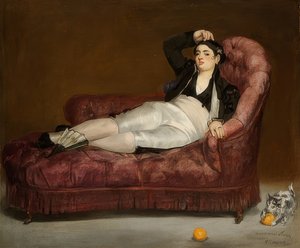 スペインの衣装で横になっている若い女性。 1862-63 作： Édouard Manet