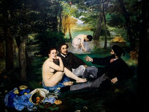 芝生での昼食会も入浴後広場の部分 作： Édouard Manet