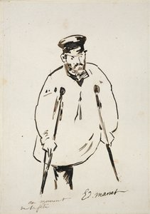松葉杖の男、c1850-1880 作： Édouard Manet
