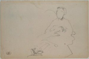 マネ-座る女性のスケッチ（スケッチブックの一葉）1864-1868年頃 作： エドゥアールマネ